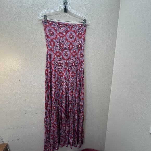 Mudd Dress Sz M Red Boho Print Strapless Maxi Mandala Strapless Y2K Tube Top - Picture 4 of 8